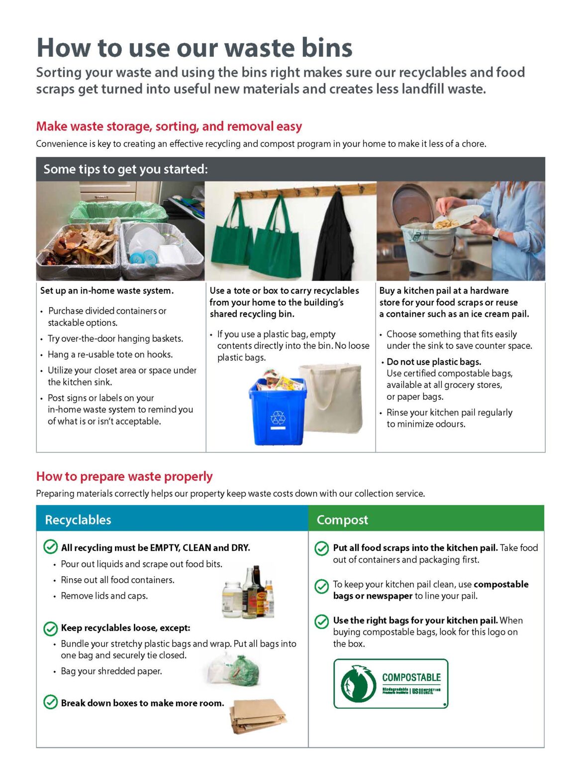 Recycling, garbage and compost for multifamily homes Calgary Housing