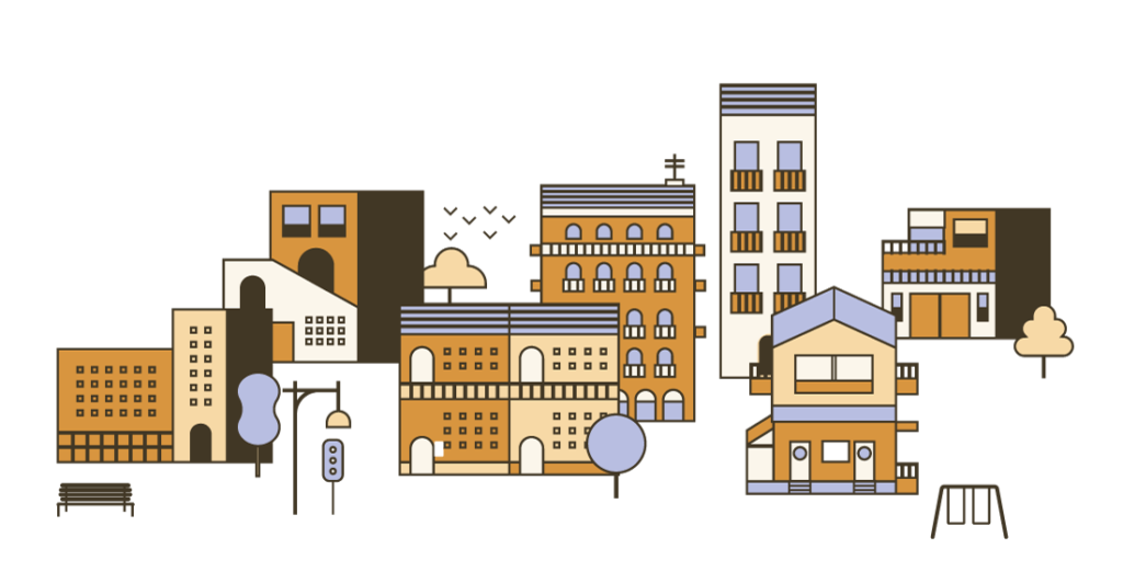 Illustration of a range of different buildings.
