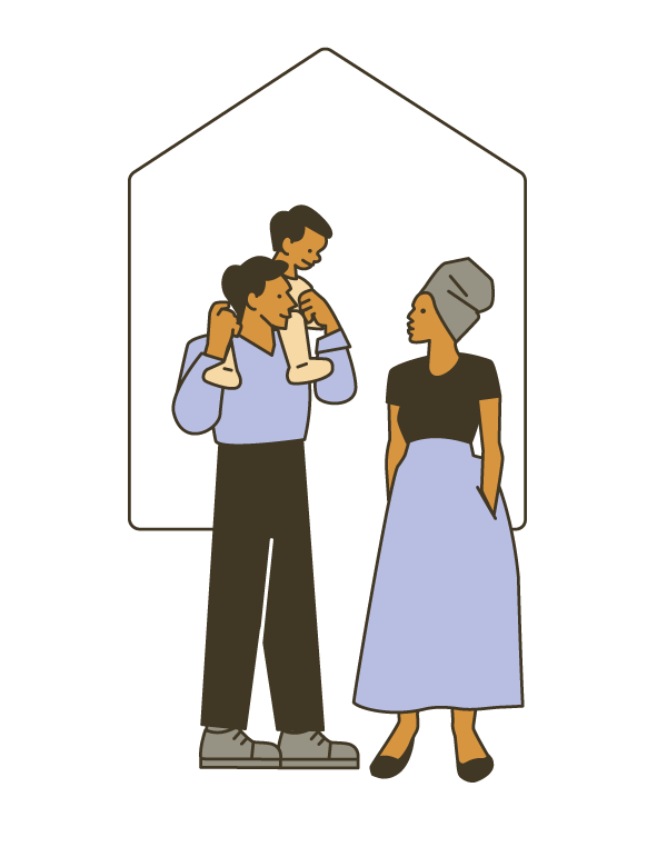 Illustration of two adults and a child.
