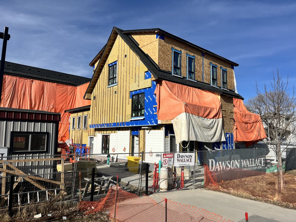 The Mount Pleasant development is pictured with siding going up on Feb. 9, 2026.
